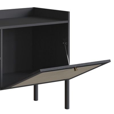 Rack Para Sala Bancada De 65 Pol Pés Madeira Arlo Nero-preto - Mpozenato