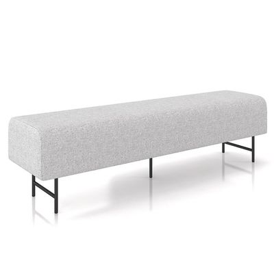 Puff Recamier Decorativo Pés Em Ferro 195cm Dublin P02 Linho Cinza Claro - Mpozenato