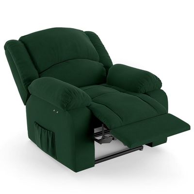 Poltrona Do Papai Reclinável Pietra Power Touch Massagem Fh9 Veludo Verde - Mpozenato