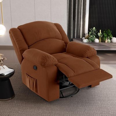Poltrona Do Papai Reclinável Pietra Glider Giratória Fh9 Veludo Terracota - Mpozenato