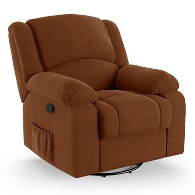 Poltrona Do Papai Reclinável Pietra Glider Giratória Fh9 Veludo Terracota - Mpozenato
