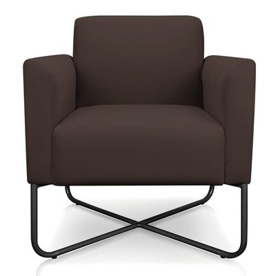 Poltrona Decorativa Base Industrial X Preta Maressa S06 Suede Marrom - Ibiza