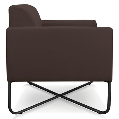 Poltrona Decorativa Base Industrial X Preta Maressa S06 Suede Marrom - Ibiza