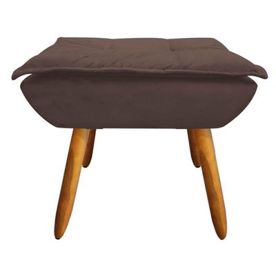 Kit 2 Puffs Decorativos Sala De Estar Pés Palito Opla Suede Marrom - Ibiza