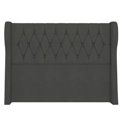 Cabeceira Casal Queen Cama 160cm Malva I02 Veludo Chumbo - Mpozenato