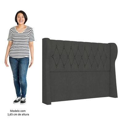 Cabeceira Casal Queen Cama 160cm Malva I02 Veludo Chumbo - Mpozenato