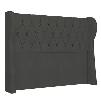 Cabeceira Casal Queen Cama 160cm Malva I02 Veludo Chumbo - Mpozenato