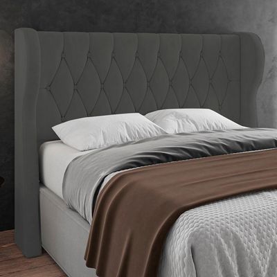 Cabeceira Casal Queen Cama 160cm Malva I02 Veludo Chumbo - Mpozenato