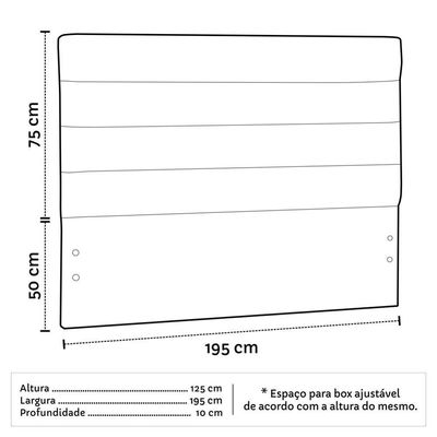 Cabeceira Casal King 195cm Greta Sintético Preto - Mpozenato