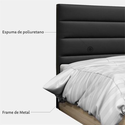 Cabeceira Casal King 195cm Greta Sintético Preto - Mpozenato