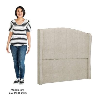 Cabeceira Casal Cama 140cm Glenda I02 Bouclê Bege - Mpozenato