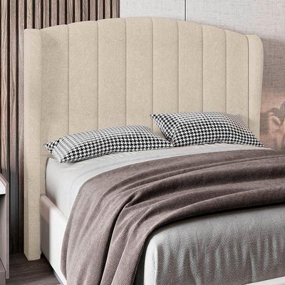 Cabeceira Casal Cama 140cm Glenda I02 Bouclê Bege - Mpozenato