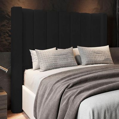 Cabeceira Casal Cama 140cm Claire I02 Veludo Preto - Mpozenato