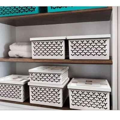 Caixa Organizadora com Tampa Branco Cesto Grande Crippa Brinquedos Closet Lavanderia