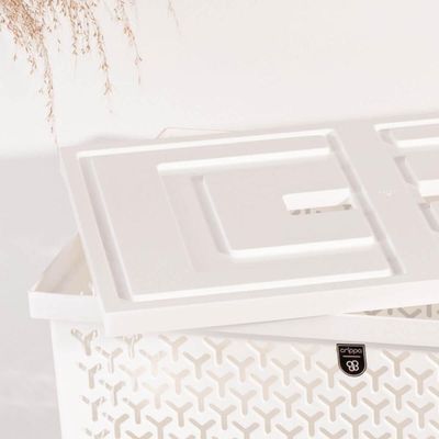 Caixa Organizadora com Tampa Branco Cesto Grande Crippa Brinquedos Closet Lavanderia