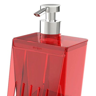 Porta Detergente com Suporte para Esponja Vermelho Smart S Crippa Dispenser para Pia Cozinha
