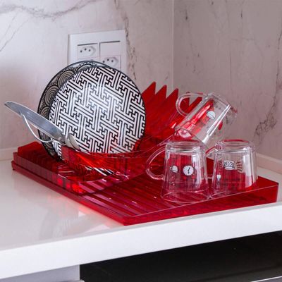 Escorredor de Pratos Louças Talheres Vermelho Smart S Crippa Pia Cozinha