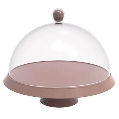 Porta Bolo 30cm com Cúpula e Pé Bubble Crippa Amêndoa Tortas Doces Boleira