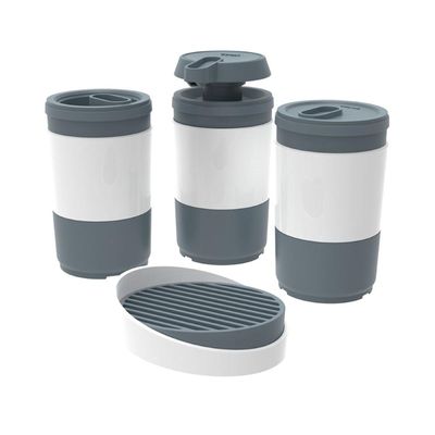 Kit 4 pç Grafite Porta Escova Algodão Sabonete Líquido Barra Conjunto para Banheiro Code Crippa