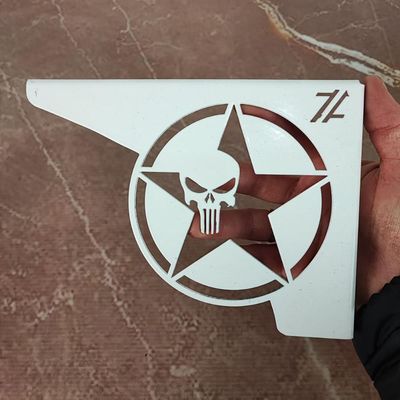 Par Mãos Francesas Brancas Ornamentadas 20cm 4x4 Estrela Caveira Justiceiro Aço Jeep