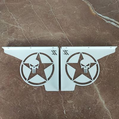 Par Mãos Francesas Brancas Ornamentadas 20cm 4x4 Estrela Caveira Justiceiro Aço Jeep