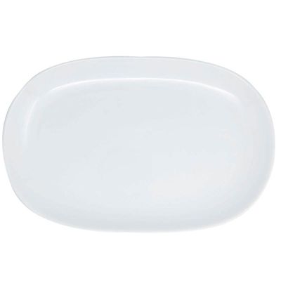 Travessa Oval Melamina 26,2x17cm Rasa Buffet Branca Restaurante Salada Petiscos Aperitivos Bar