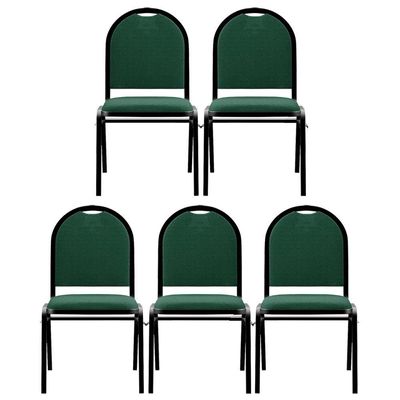 Kit 5 Cadeiras Hoteleiras Auditório Empilhável Linho M23 Verde - Mpozenato