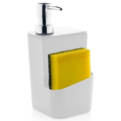 Kit Escorredor Porta Talheres e Dispenser Detergente Sabão Líquido Branco Ou