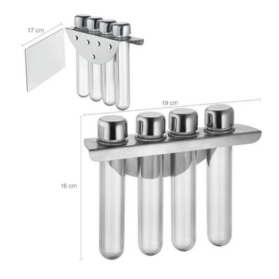 Porta Temperos Organizador Magnético Aço Inox 4 Potes Plásticos Forma