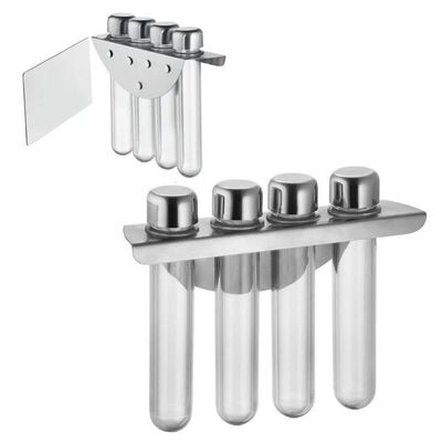 Porta Temperos Organizador Magnético Aço Inox 4 Potes Plásticos Forma