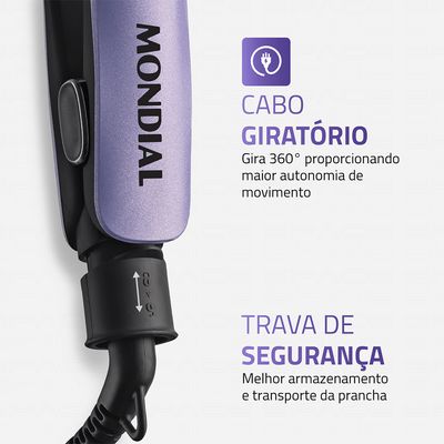 Prancha Alisadora Space Shine Mondial Lilás 50W Bivolt - P-26 BIV