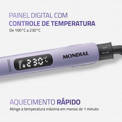 Prancha Alisadora Space Shine Mondial Lilás 50W Bivolt - P-26 BIV