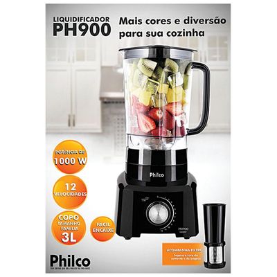 Liquidificador com Filtro Philco PH900 900W 2L 12 Velocidades Preto 220V Preto / 220V
