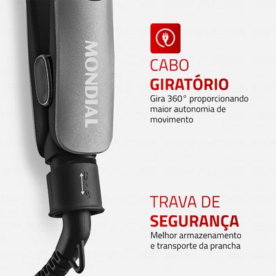 Prancha Alisadora Space Shine Mondial Grafite 50W Bivolt - P-25 BIV