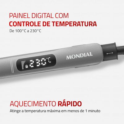 Prancha Alisadora Space Shine Mondial Grafite 50W Bivolt - P-25 BIV