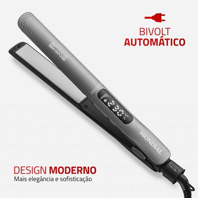 Prancha Alisadora Space Shine Mondial Grafite 50W Bivolt - P-25 BIV
