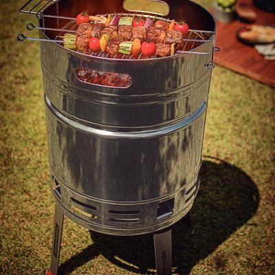 Churrasqueira a Carvão Tramontina TCP 400 em Aço Inox com Bandeja para Carvão em Aço Esmaltado