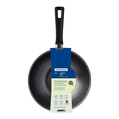 Wok Tramontina Loreto 24cm Alumínio Frigideira Funda 2,2L Antiaderente Grafite