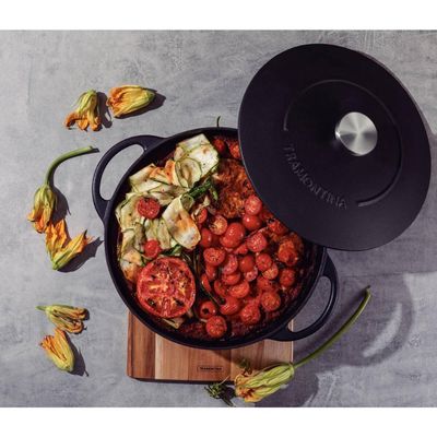 Panela Fritadeira Arrozeira 28cm Tramontina Trento Ferro Esmaltado Antiaderente com Tampa