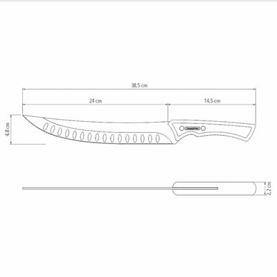 Faca Butcher para Carne 10' Tramontinha Churrasco Black Aço Inox Escurecido Cabo de Madeira