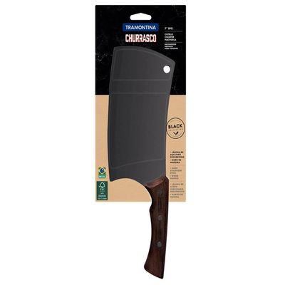 Cutelo 7 Polegadas Tramontina Churrasco Black Aço Inox Escurecido Cabo Madeira Preto