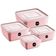 Kit 8 Potes Plástico UZ Rosa Quadrados Mantimentos 1,5L com Tampa Premium