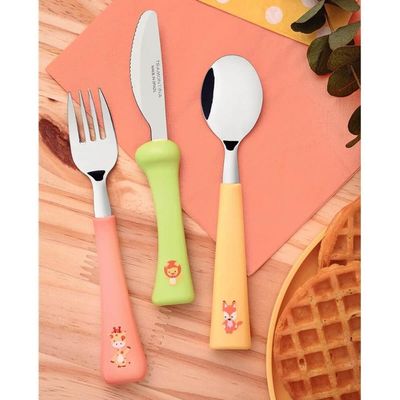 Kit Infantil Alimentação Pote Prato Talher Tramontina Baby Friends Plástico 5 Peças Colorido