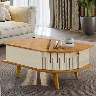 Mesa De Centro Para Sala 90cm Indy Z10 Cumaru-opala - Mpozenato