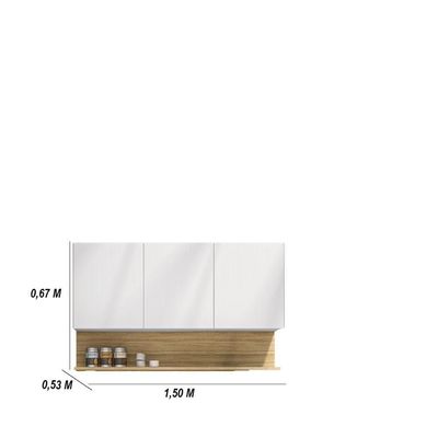 Kit Balcão De Pia Sem Tampo E Aereo 150 Cm 6 Portas 1 Gaveta Line - Supremo/supremo/cp-freijó