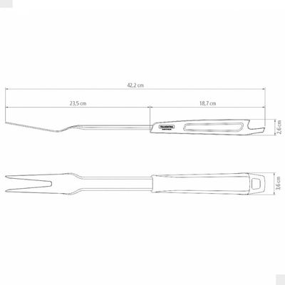 Garfo Trinchante para Churrasco Tramontina Black Lâmina em Aço Inox Cabo Polipropileno Preto