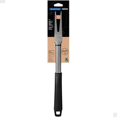 Garfo Trinchante para Churrasco Tramontina Black Lâmina em Aço Inox Cabo Polipropileno Preto