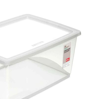 Kit 12 Caixas Organizadoras Plástica 60L Empilháveis com Tampa My Closet Ordene Multiuso Transparente