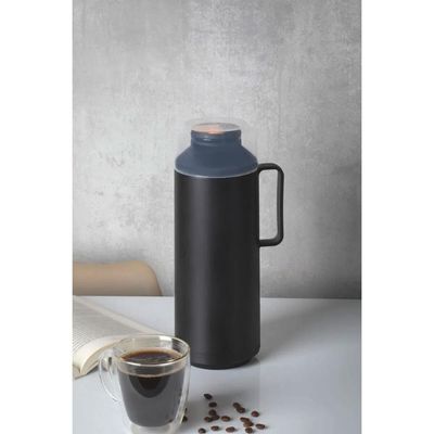 Garrafa Térmica com Sistema Corta Pingos 1L Tramontina em Plástico com Ampola de Vidro Preto Preto