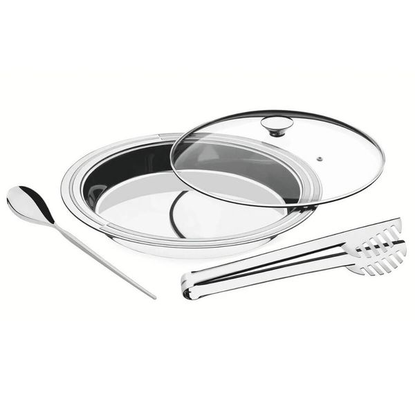 Kit para Servir Tramontina Ciclo Redondo Aço Inox Prato com Tampa Colher e Pegador